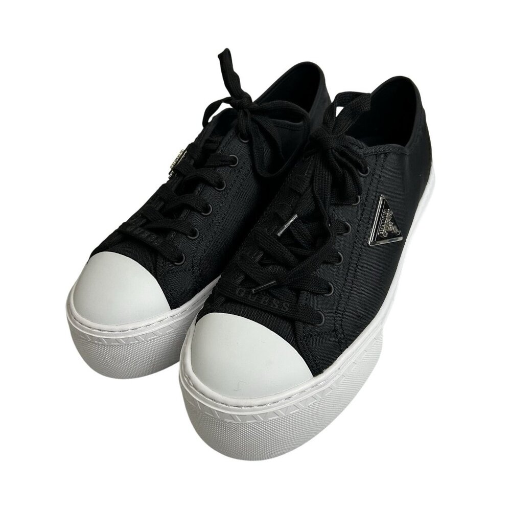 Guess  Joezi Platform Black Women’s 8.5M Fashion Sneakers Triangle Logo Plaque - Picture 9 of 16